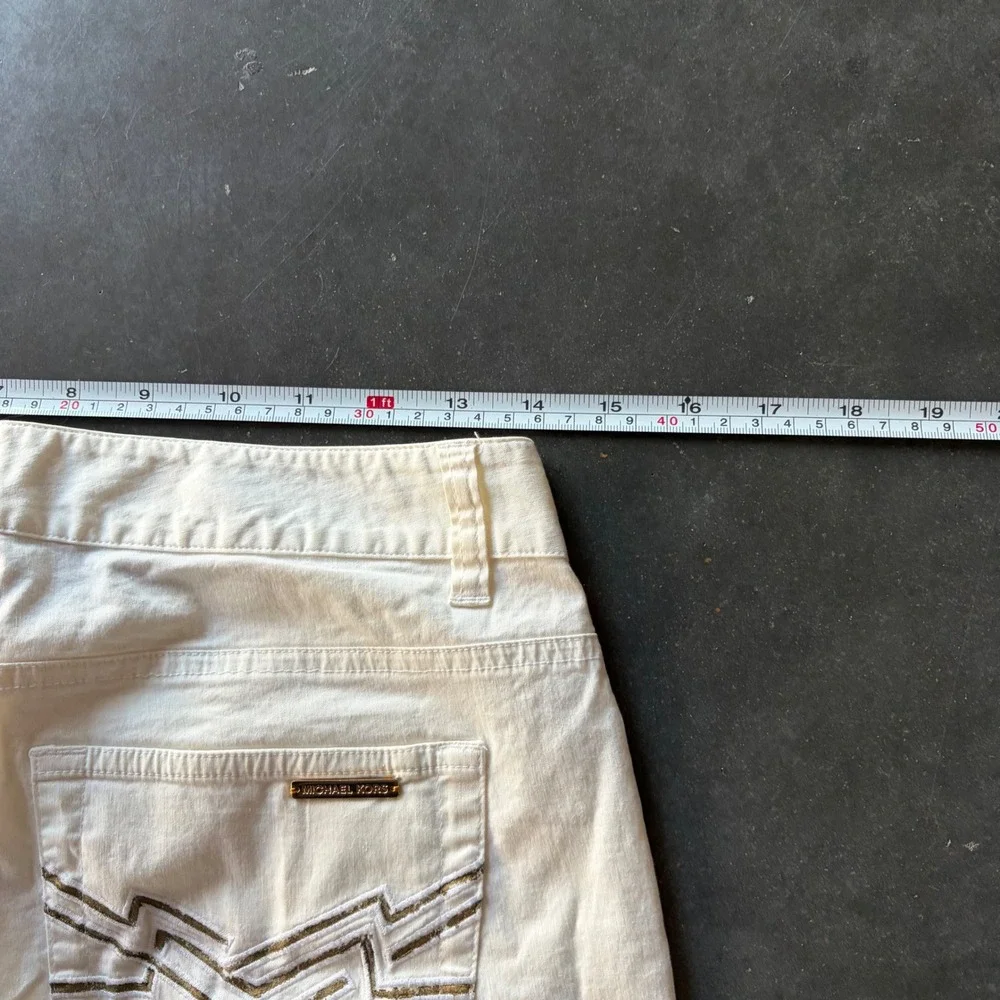 Michael Kors Womens White Embroidered Pocket Flare Leg Jeans Size 4